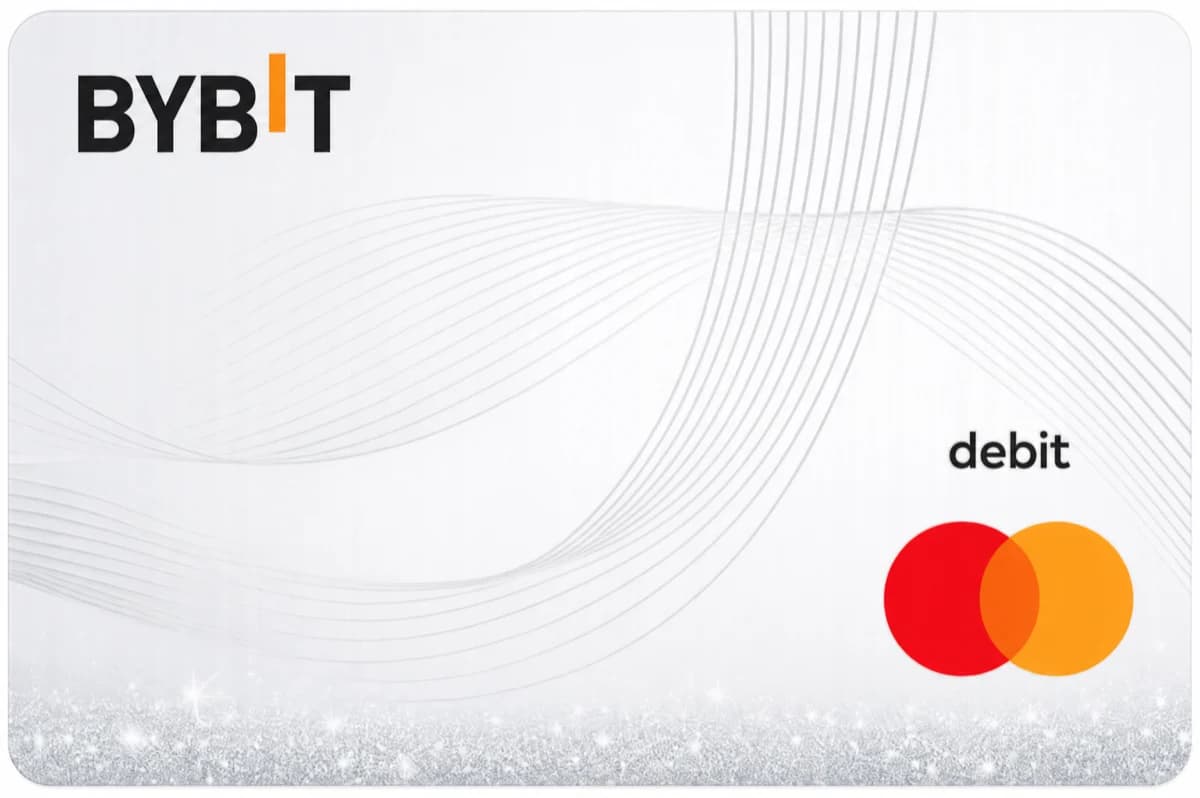 White Bybit debit card with Mastercard branding