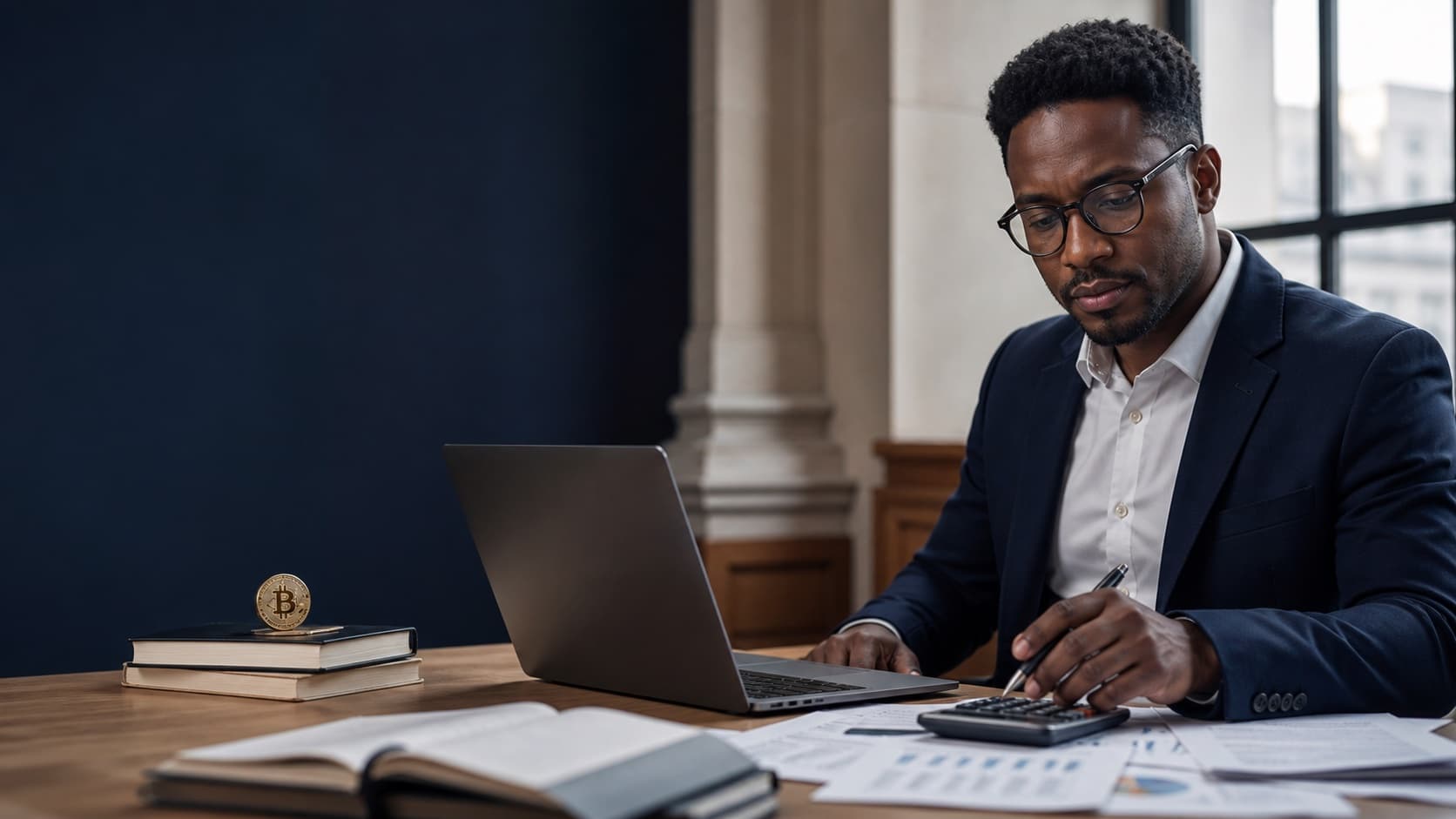 A South African professional reviewing financial regulations and records