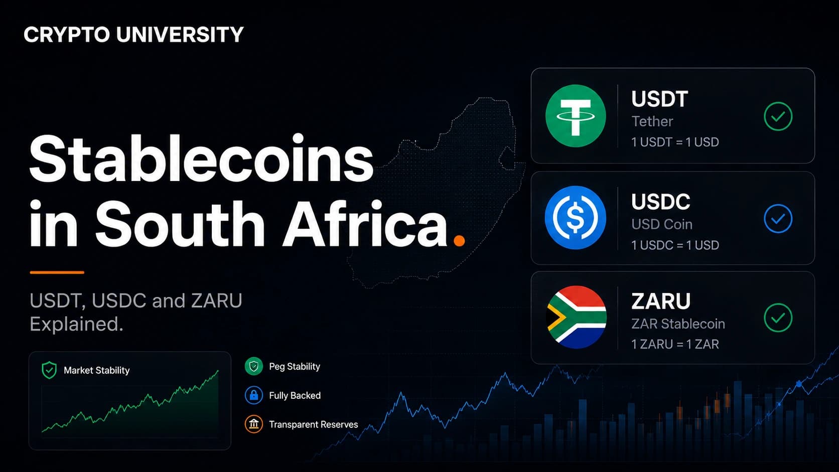 USDT, USDC and ZARU stablecoins compared for South African users