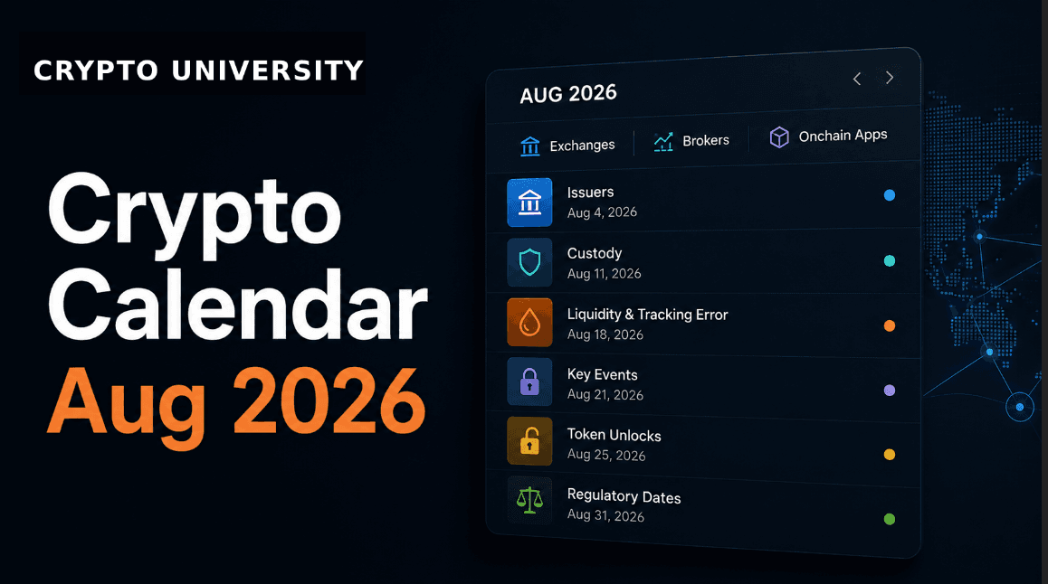 Crypto Calendar August 2026: Token Unlocks, Regulatory Dates and Bitcoin ETF Flows