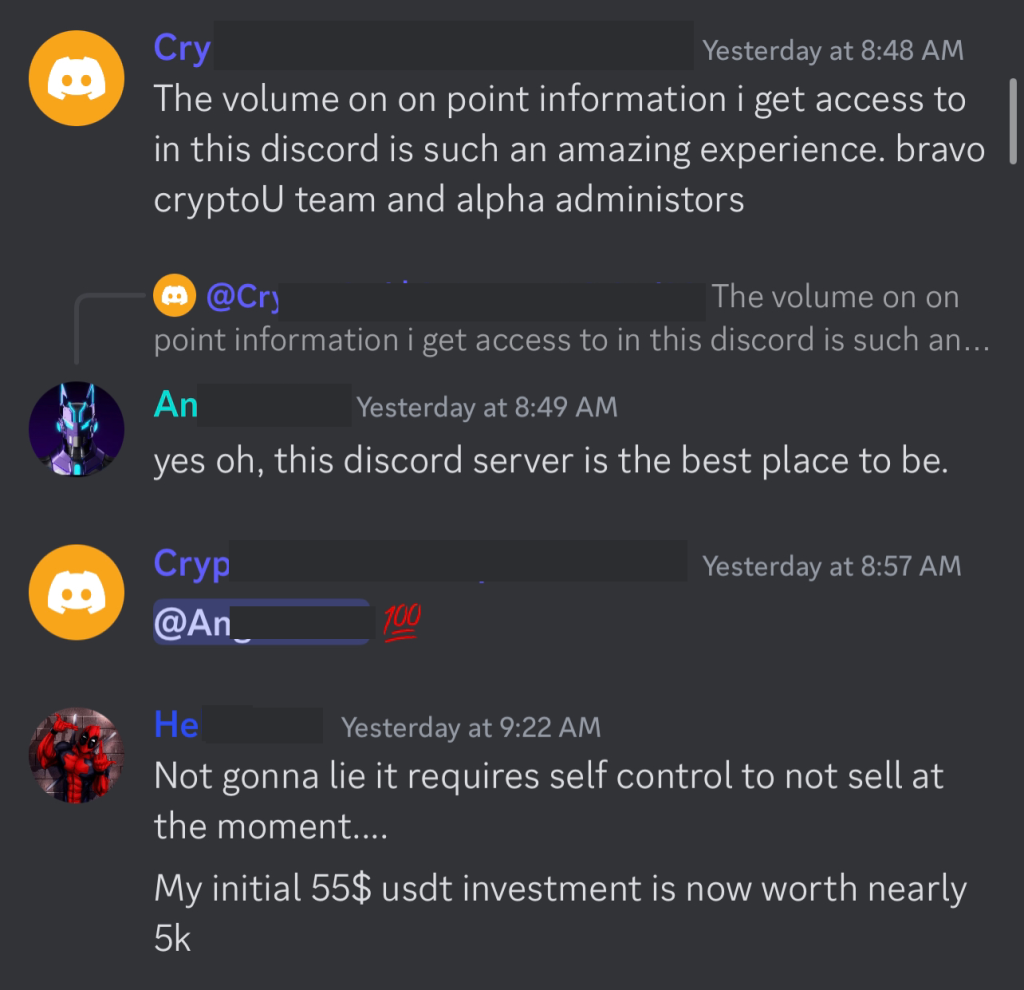 an image showing Crypto U students profits from $OXBT